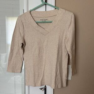 Mac & Jac Women's Beige V-Neck Blouse